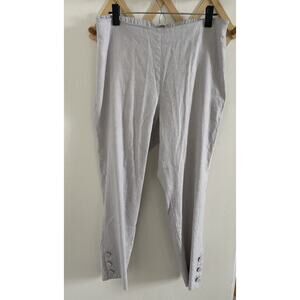 J.Jill Pants Women's Medium Linen Stretch Light Gray Button Hem Cropped Pants